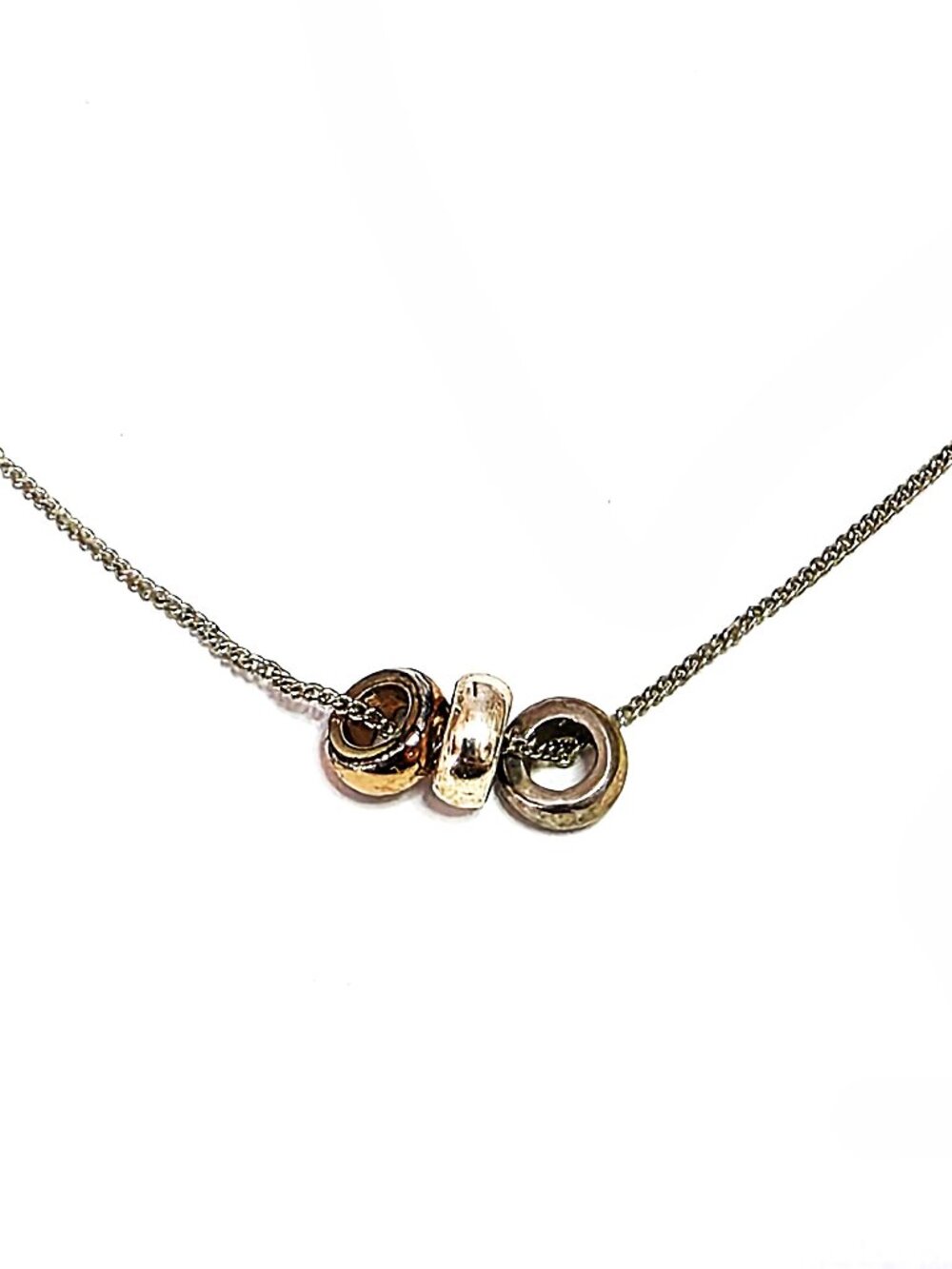 Triple circle charm delicate silver-tone necklace